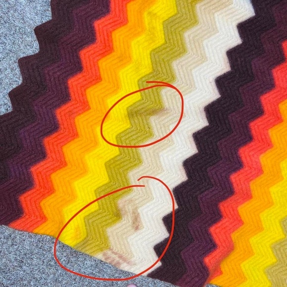 Vintage Handmade Rainbow Crochet Chevron Hippie Afghan